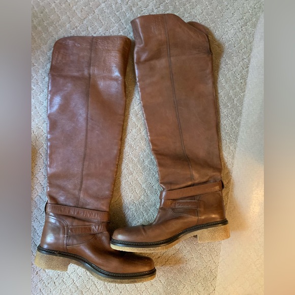 Boemos Tall Italian Leather Riding Boots 8 38 Chestnut Brown - Picture 3 of 5
